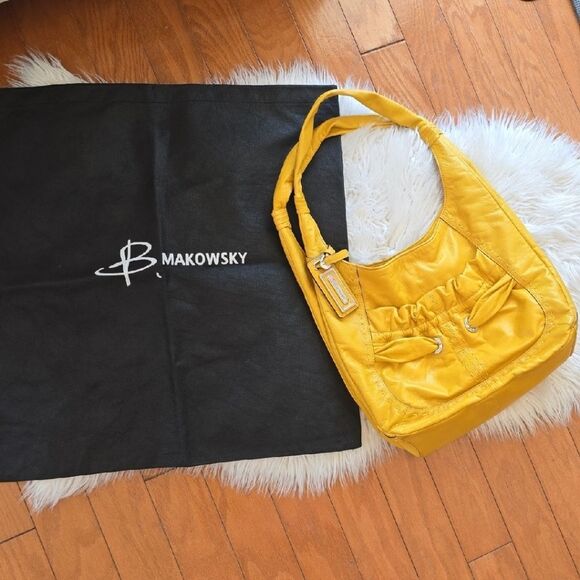 B. Makowsky Vibrant Yellow Shoulder Bag - Picture 1 of 5
